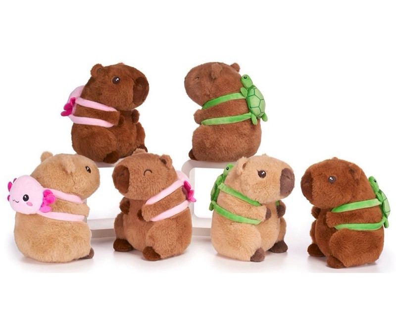 Capibara di peluche + zaino 3 assortiti 22cm