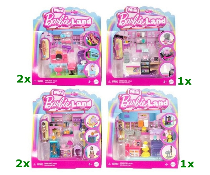 Mini Barbie Land Playset Doll 14x15cm 4 assortiti