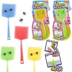 FUN Rekbare Kleverige Vliegenmepper + 2x vlieg 4 assorti 12x26cm