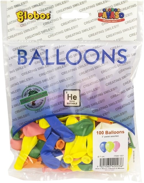 Balloon No3 Bag 100pcs. ass. Colour 15cm (ø 7cm)