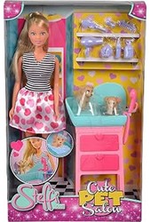 Steffi Love muñeca con accesorios, salón de mascotas 20x32,5cm
