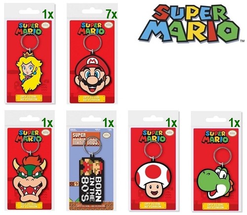 Super Mario Porte-clés 2D PVC assortis 6,5x12cm 