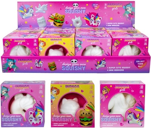 Manga Kleur je eigen Squishy 10x10x10cm in display (12)