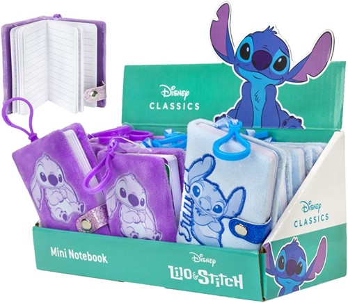  Disney Lilo & Stitch Mini quaderno in peluche 7x10 cm + clip per borsa in espositore (12)-2