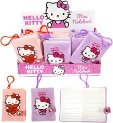 Hello Kitty Mini quaderno in peluche 7x10 cm + clip per borsa in espositore (12)