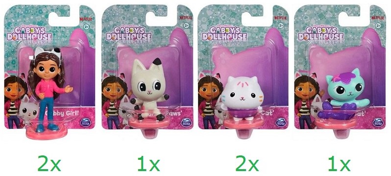 Gabby's Dollhouse Figures 4cm 4 assorted 8x11cm