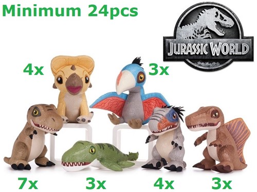 Jurassic World Rebirth pluche 6 assorti 28,5cm
