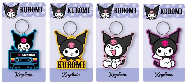 kerumiさん Kuromi Keychain 2D PVC 4 assorted 7x12,5cm