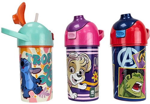 Fliptop waterbottle 6 assortitis 11x7x18cm-2