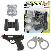 POLICE Set Polizia S.W.A.T. con pistola + manette 23x28cm