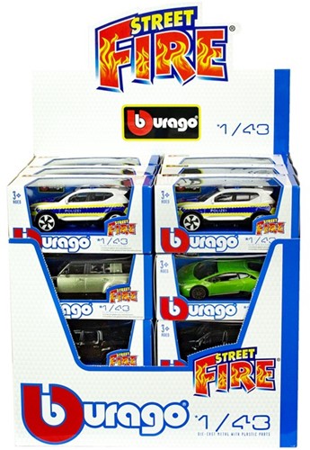 Burago Die Cast Voitures 1:43 assortis Street Fire Serie J 13x6x5,5cm in display (24)