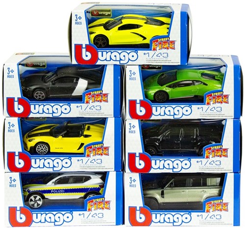 Burago Die Cast Voitures 1:43 assortis Street Fire Serie J 13x6x5,5cm in display (24)-2