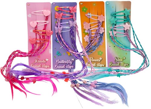 Fashion Hairclips + Twisted Hair 4-Pack 6.5x19cm 4 assorted