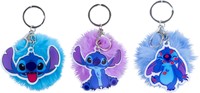 Disney Stitch key hanger plush pompom 7cm + plastic hanger 6cm 3 assorted in display-3