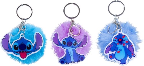 Disney Stitch Schlüsselanhänger Plüsch bommel 7 cm + Kunststoffhänger 6 cm 3-fach sortiert im Display-3