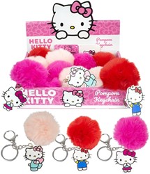Hello Kitty portachiavi peluche pompon 7 cm + gruccia in plastica 6 cm 3 assortiti in espositore