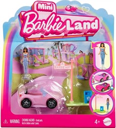 Mini Barbie Land Playset bambola con auto che cambia colore 14x15 cm in esposizione