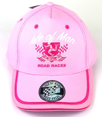 Racing Cap Isle Of Man Road Races Ladies, Pink, Adjustable Size