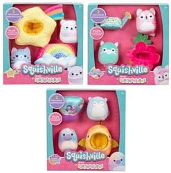 Squishmallows Squishville Mini Speelset met toebehoren 3 assorti 18,5x19cm