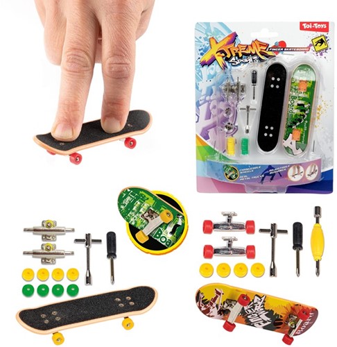 XTREME Finger skateboard avec roues supplémentaires (diy) 6 assortis 14x19cm