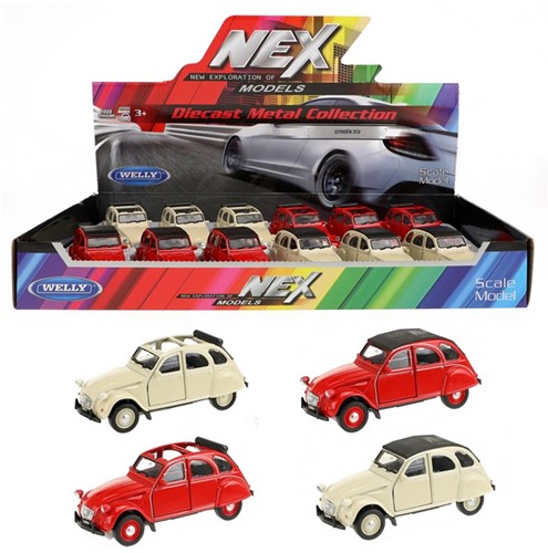 WELLY Citroën 2CV met zonnedak 11,5cm 2 assorti in display (12)