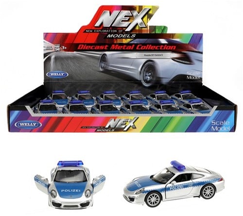 WELLY Porsche 911 politie (DE) 11,5cm in display (12)