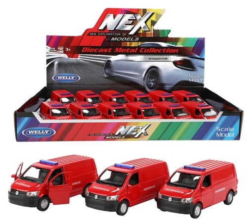 WELLY VW Transporter T6 Bus Brandweer (DE) 11,5cm in display (12)