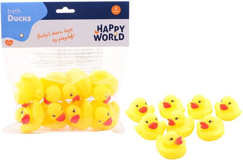 Happy World Badeendjes 8 stuks in zak 21x21cm