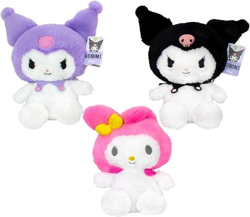 Hello Kitty Pluche Kuromi Melody Fluffy 3 assorti 28cm