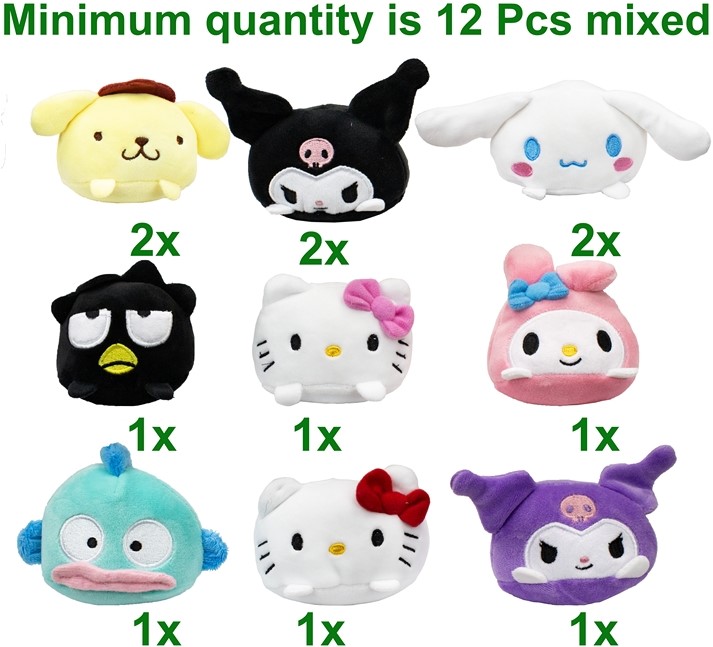 Hello Kitty Plush Beanies 9 assorted 8cm in display