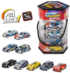 TURBO RACERS Set - 9 macchinine in metallo - a retrocarica 13x19,5cm