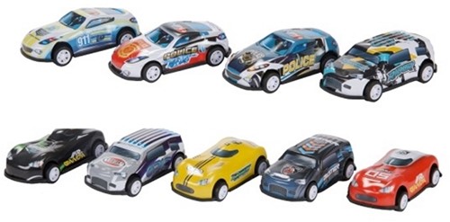 TURBO RACERS Set - 9 Metallautos - Rückziehmechanismus  13x19,5cm-3