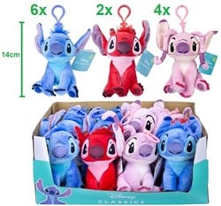 Disney Lilo & Stitch Plush Bagclip 3 assorted in display (12) 14cm