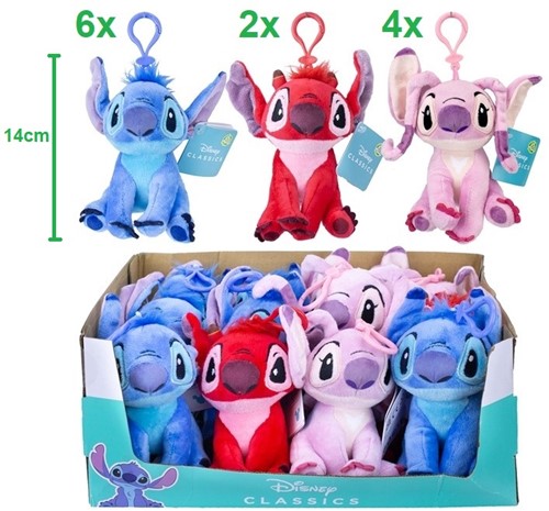 Disney Lilo & Stitch Plush Bagclip 3 assorted in display (12) 14cm