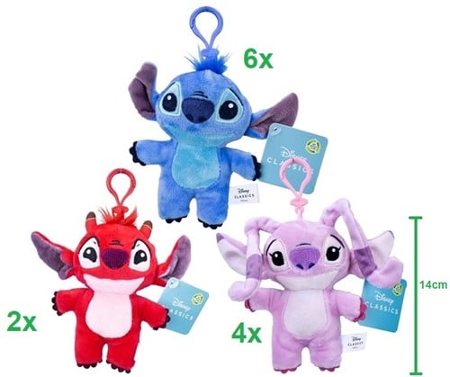 Disney Lilo & Stitch 2D Plusch Bagclip 3 sortiert 14cm