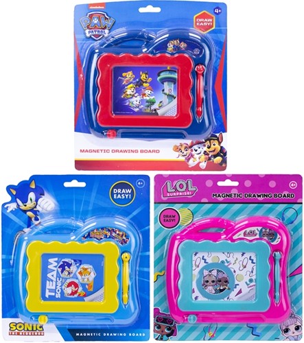 Pizarra de Dibujo Magnética 3 surtidas Paw Patrol/Sonic/LOL 20,5x21,5cm