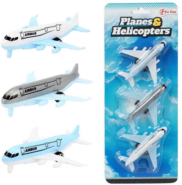 PLANES&HELICOPTERS Set Flugzeuge -Airbus- 3tlg. auf Karte 11x28cm