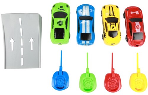 TURBO RACERS Rallyeauto mit Shooter + Rampe 4-fach sortiert 16x21cm-3