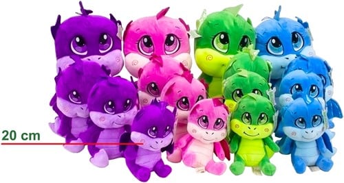 Pluche Draken Flying Baby 4 assorti 20cm
