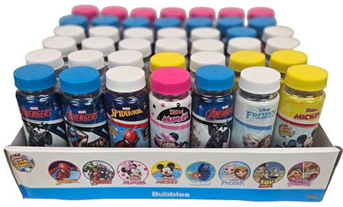 Pompas de jabón 6 fl oz / 177 ml, 4,5 × 14,5 cm, con licencias de Marvel y Disney, expositor (42)-2