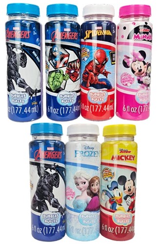 Pompas de jabón 6 fl oz / 177 ml, 4,5 × 14,5 cm, con licencias de Marvel y Disney, expositor (42)-3