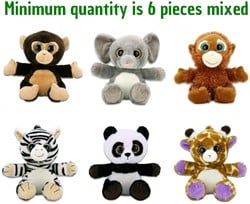 Pluche Wildlife zittend 6 assorti 20cm