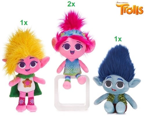 Trolls 3 Pluche 3 assorti 25,5cm