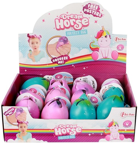 DREAM HORSE Huevo para apretar con unicornio 5x6,5cm 3 surtidos en display (12)-2