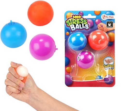 FUN Anti stressballen 4cm (fidget) -3st op kaart