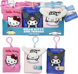 Hello Kitty Mini Plush Notebook 7x10cm + bagclip 3 assorted in display (18)