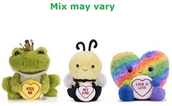 Swizzles Grenouille, abeille ou cœur en peluche assortis 18cm