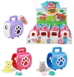 MY FIRST PET Carrying case + pet with accessories 9x11cm 3 assorted in display (12)