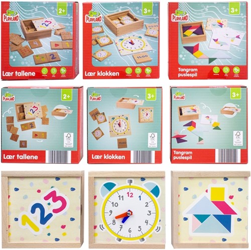 Playland Houten leerspel assorti 12,5x12,5cm (Taal: Deens)