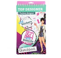 TOP DESIGNER Modeontwerper schetsboek+stickers 4 assorti 14x25cm-2